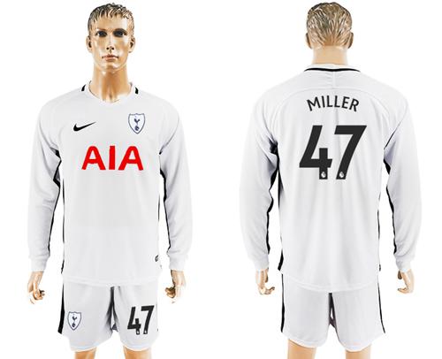 Tottenham Hotspur #47 Miller Home Long Sleeves Soccer Club Jersey